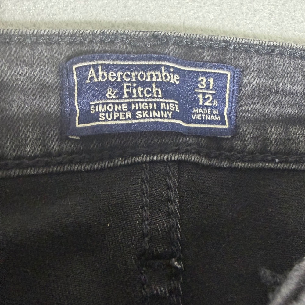 Abercrombie & Fitch Simone High Rise Super Skinny Jeans Black Size 31 12R - Picture 3 of 11